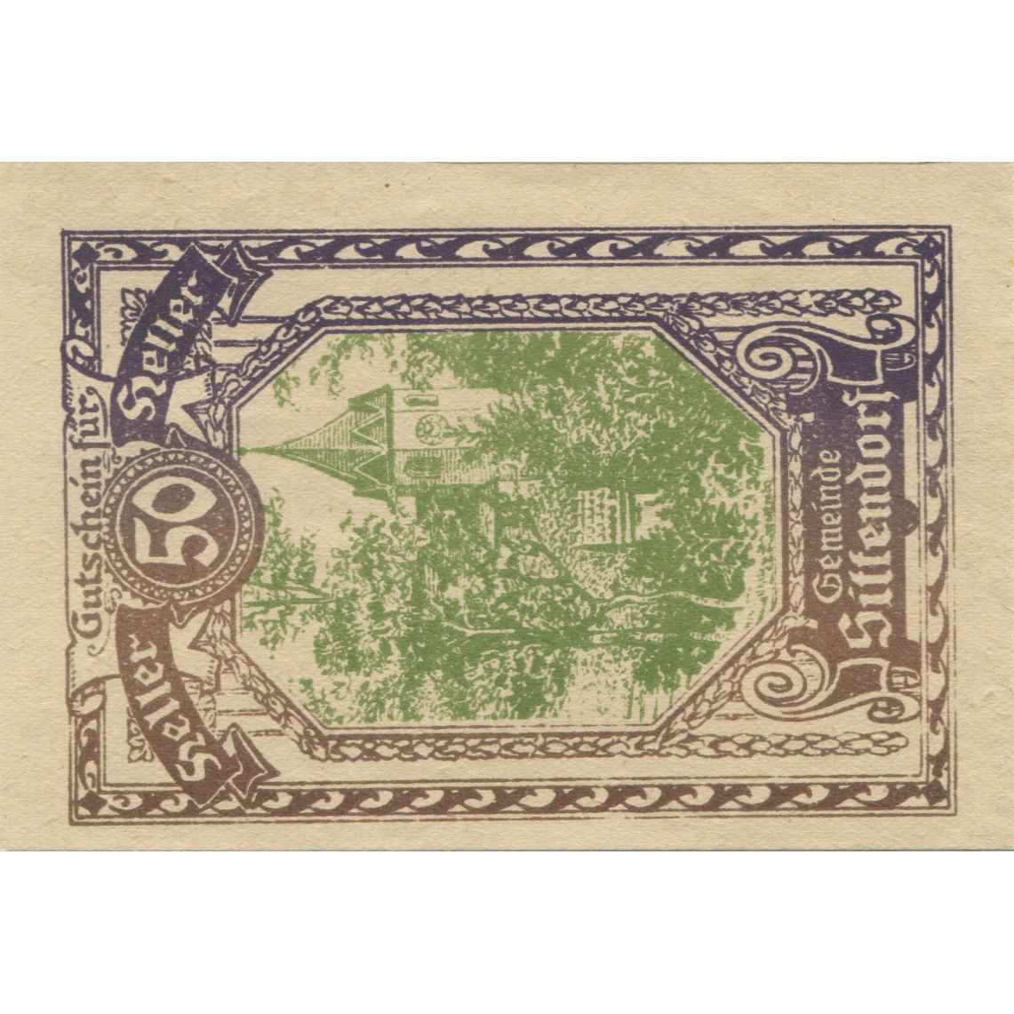 Banknote, Austria, Sittendorf, 50 Heller, Eglise, 1920, UNC(63), Mehl:FS 1001a
