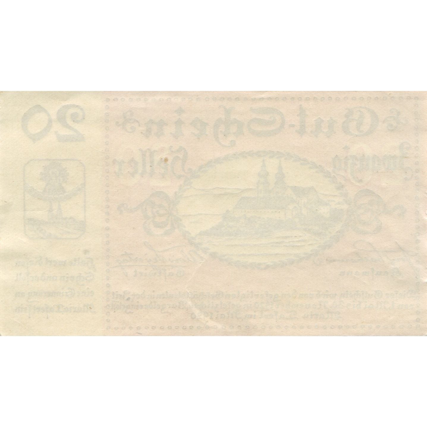 Banknote, Austria, Maria Taferl, 20 Heller, Eglise, 1920 UNC(63) Mehl:FS 589a