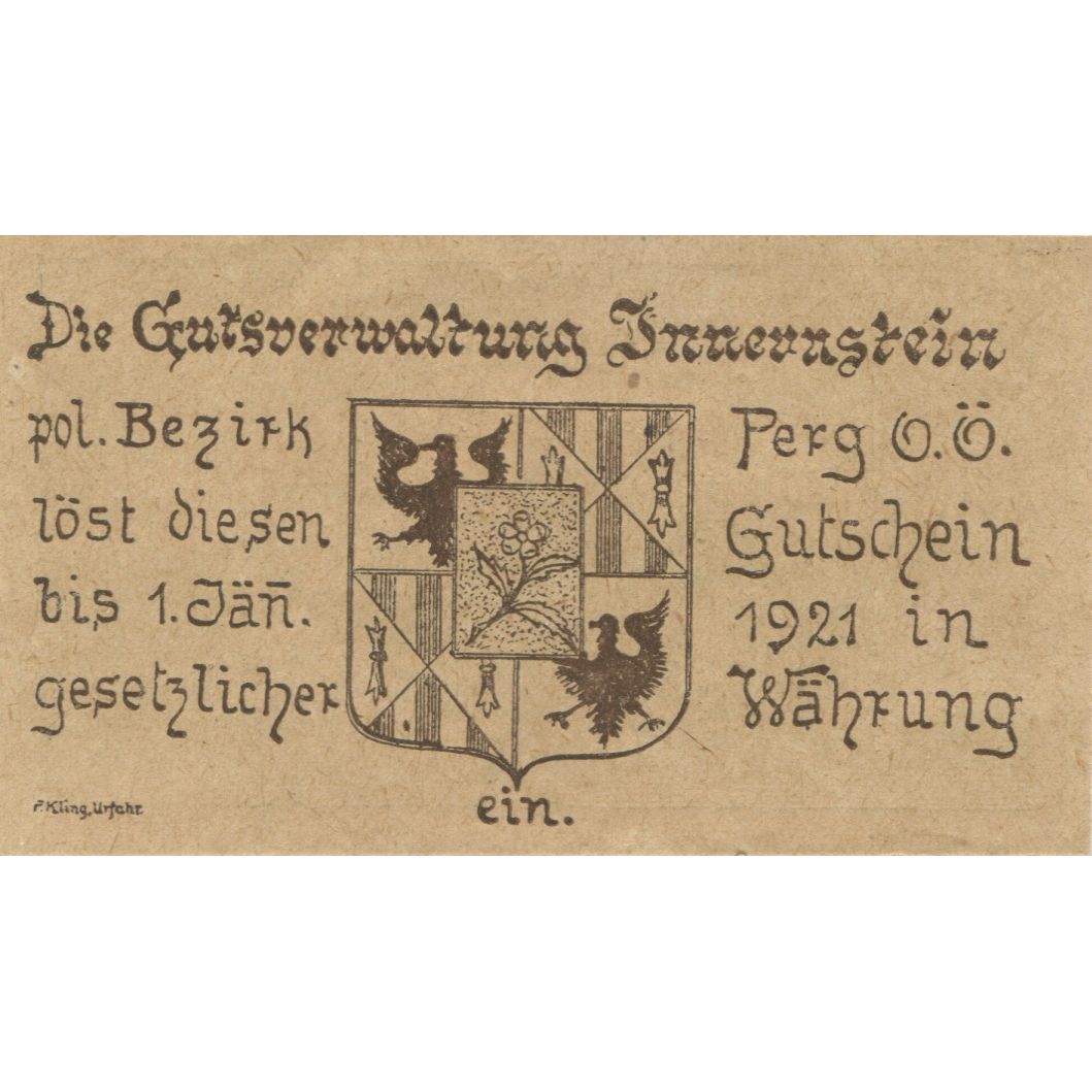 Banknote, Austria, Perg, 20 Heller, Blason, 1921, UNC(63), Mehl:FS 1152