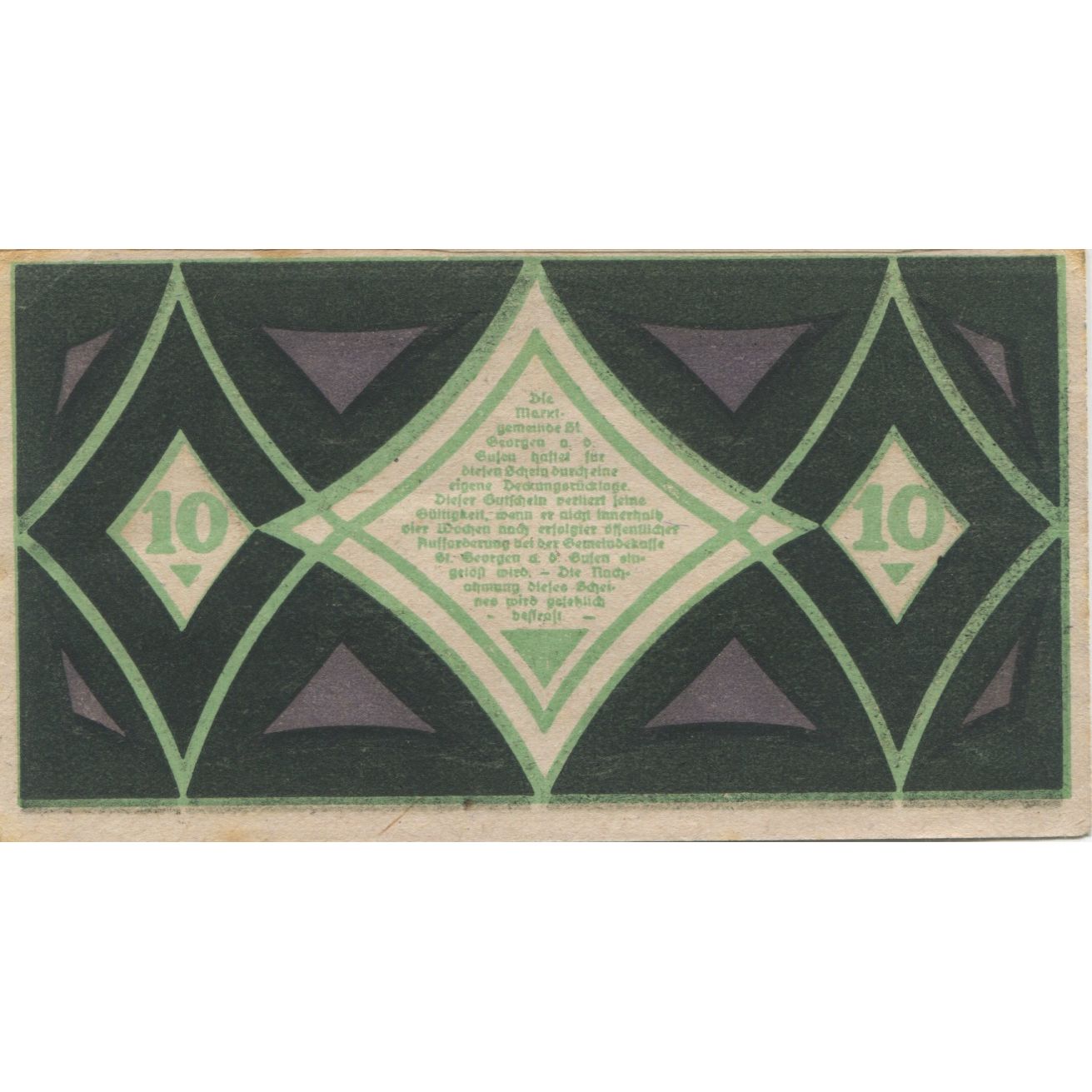 Banknote, Austria, St Georgen, 10 Heller, Texte, 1920, AU(55-58), Mehl:FS 886I