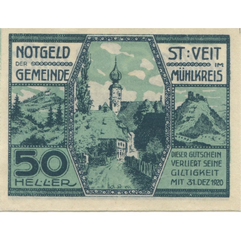 Banknote, Austria, St Veit, 50 Heller, Eglise, 1920 UNC(63) Mehl:FS 944b