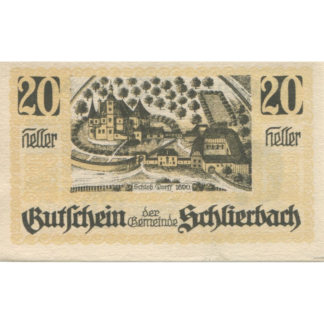 Banknote, Austria, Schlierbach, 20 Heller, Blason, 1920 UNC(63) Mehl:FS 962II