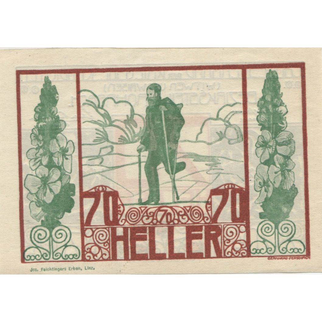 Banknote, Austria, Rohrbach, 70 Heller, personnage, 1920, UNC(63), Mehl:FS 842
