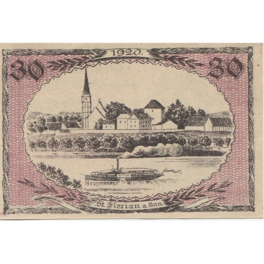 Banknote, Austria, St Florian, 30 Heller, chevalier, 1920 UNC(63) Mehl:FS 881a