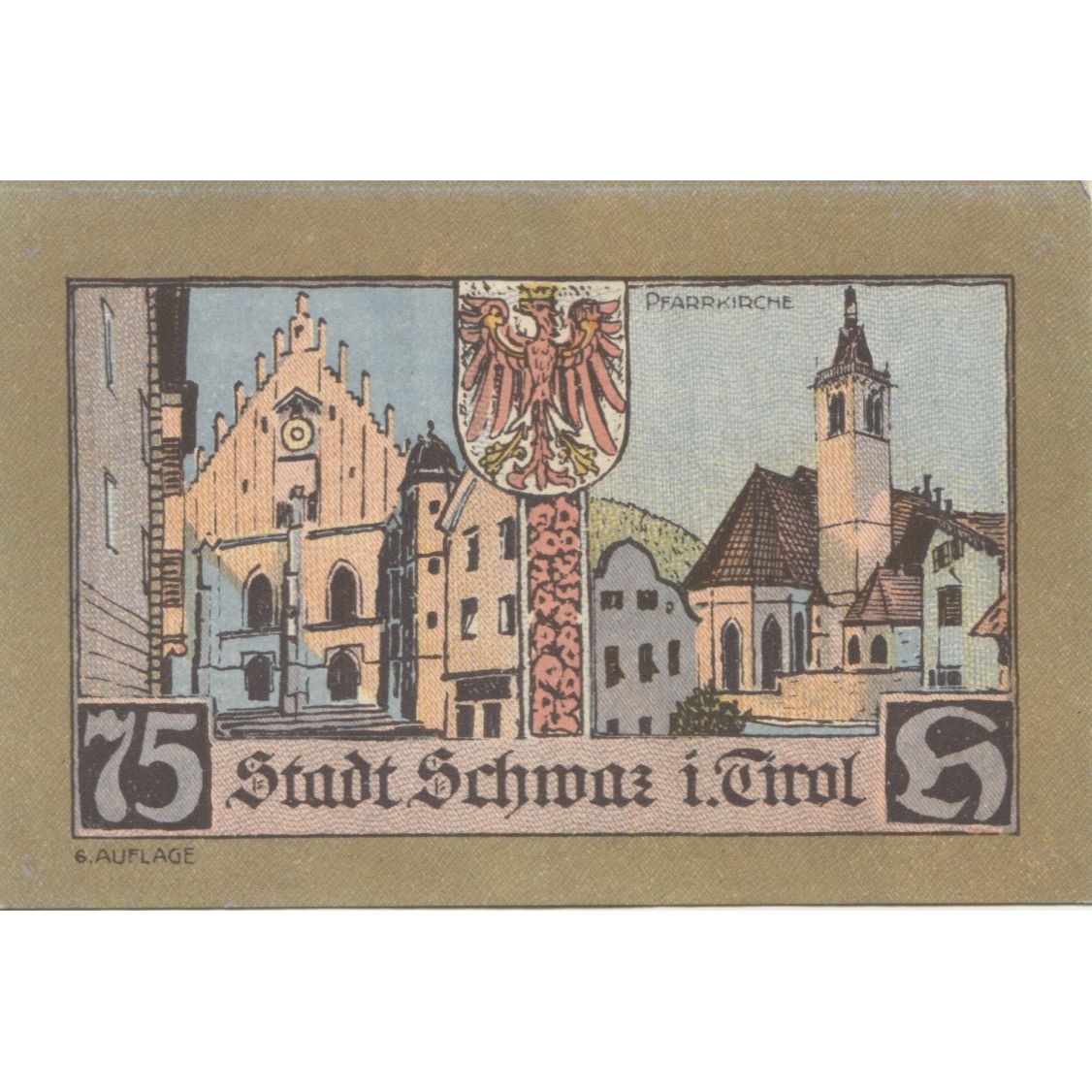 Banknote, Austria, Schwaz, 75 Heller, chevalier, 1920 UNC(63) Mehl:FS 983a