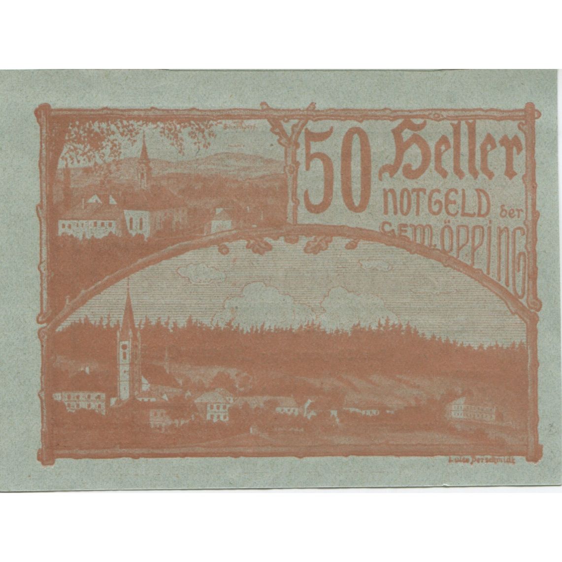 Banknote, Austria, öpping, 50 Heller, village, 1920, UNC(63), Mehl:FS 710Ia