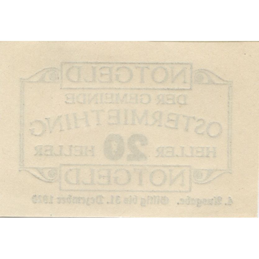 Banknote, Austria, Ostermiething, 20 Heller, Texte, 1920 UNC(63) Mehl:FS 713