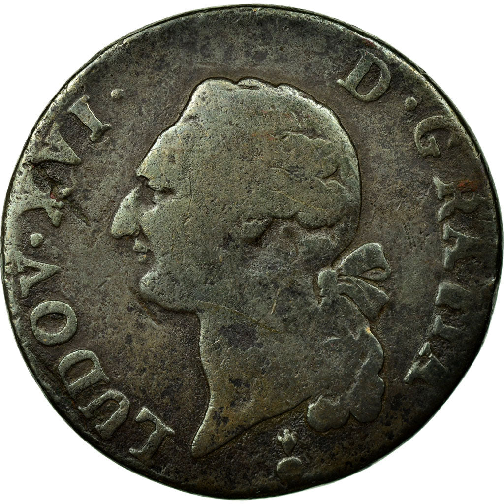 Monnaie, France, Louis XVI, Sol ou sou, Sol, 1786, Metz, TB, Cuivre, KM:578.2