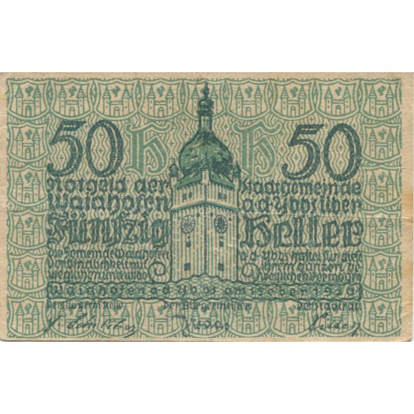 Banknote, Austria, Waidhofen, 50 Heller, Eglise, 1920 EF(40-45) Mehl:FS 1127Ia
