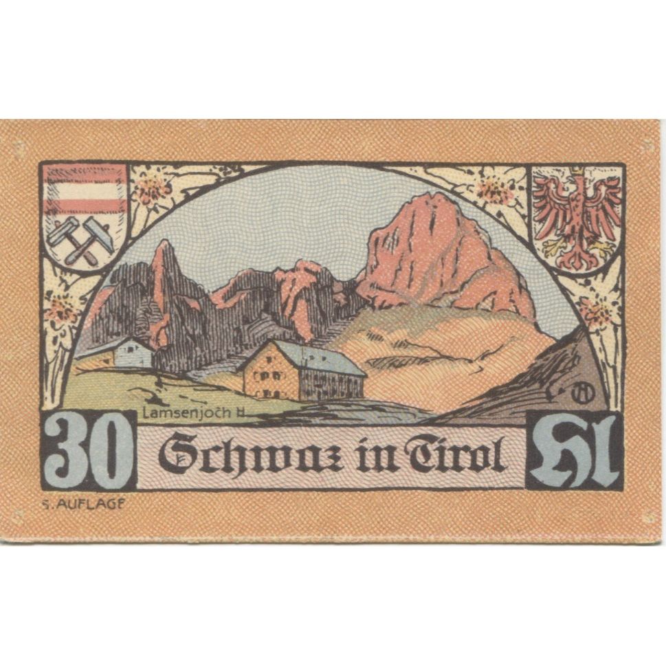 Banknote, Austria, Schwaz, 30 Heller, chalet 1920-12-31, UNC(63), Mehl:FS 983f