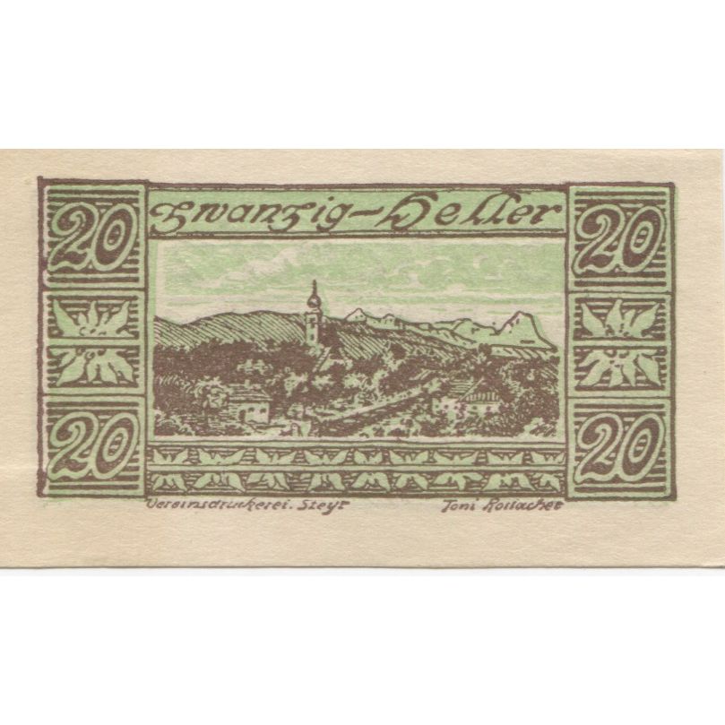 Banknote, Austria, Waldneukirchen 20 Heller, village, 1920 UNC(63), Mehl:FS 1134