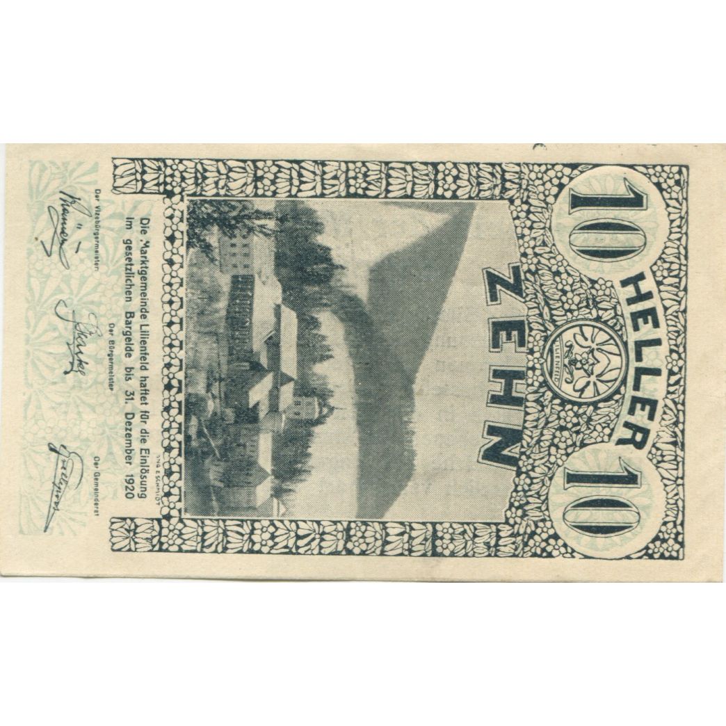 Banknote, Austria, Lilienfeld, 10 Heller, village, 1920 UNC(63) Mehl:FS 523Ia