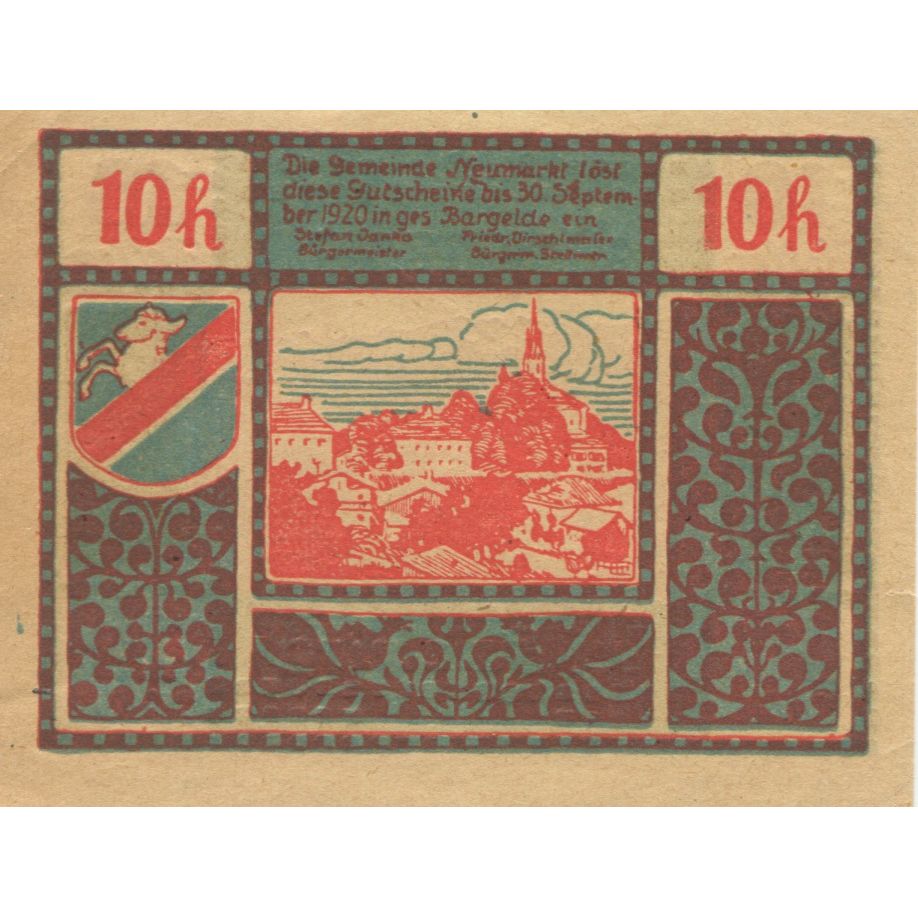 Banknote, Austria, Salzburg, 10 Heller, village, 1920 UNC(63) Mehl:FS 660a