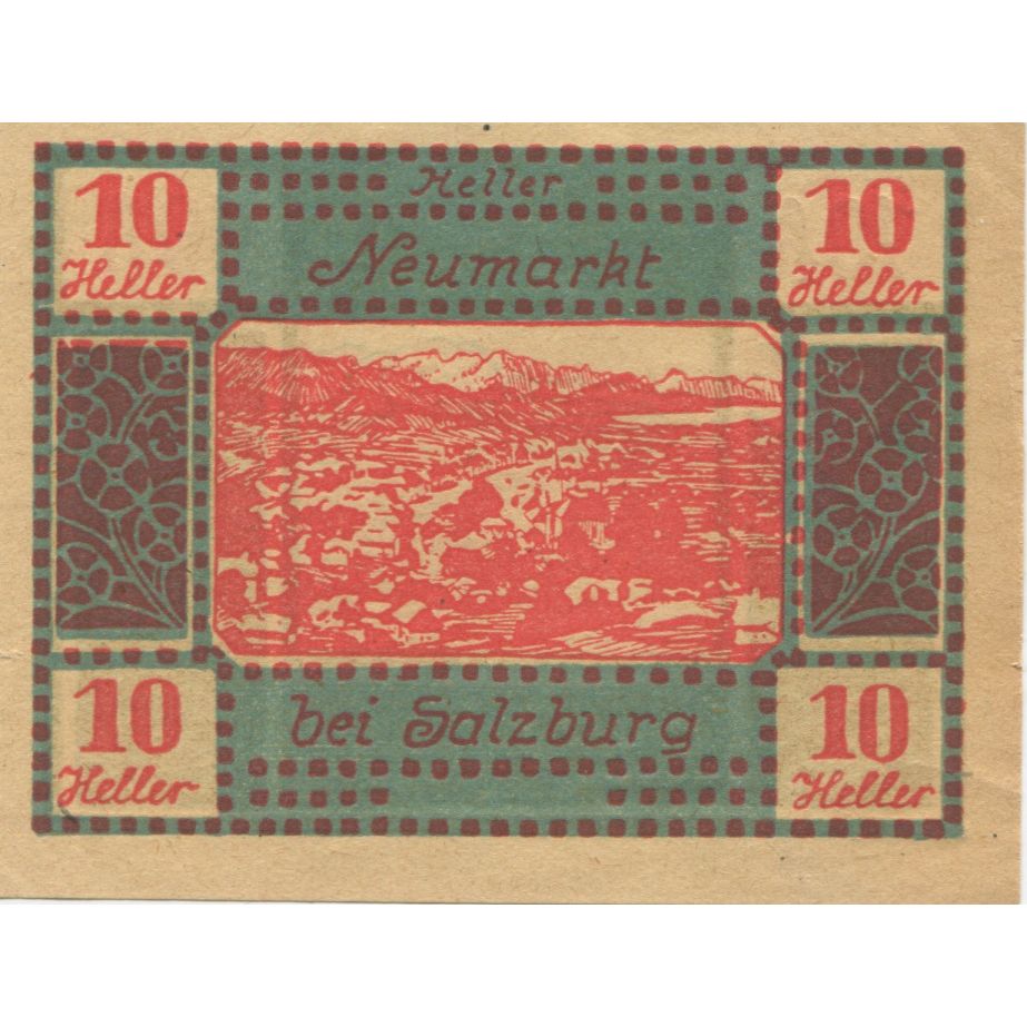 Banknote, Austria, Salzburg, 10 Heller, village, 1920 UNC(63) Mehl:FS 660a