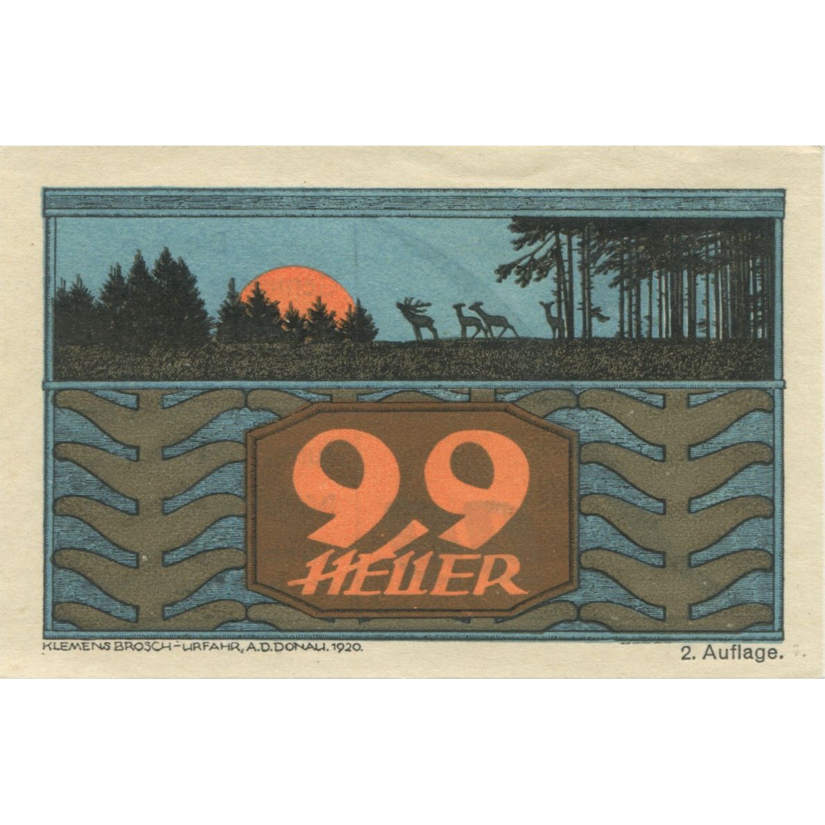 Banknote, Austria, St Johann, 99 Heller, paysage, 1921 UNC(63) Mehl:FS 893a