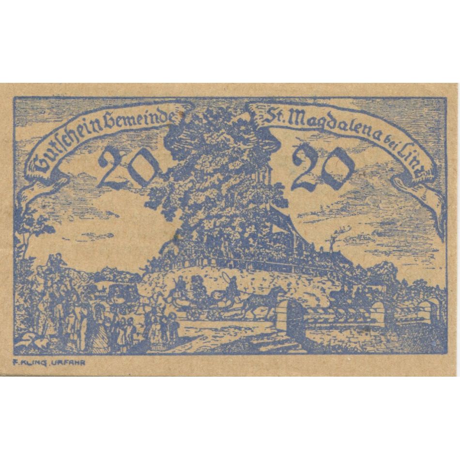 Banknote, Austria, St Magdalena, 20 Heller, route, 1920, UNC(63), Mehl:FS 906a