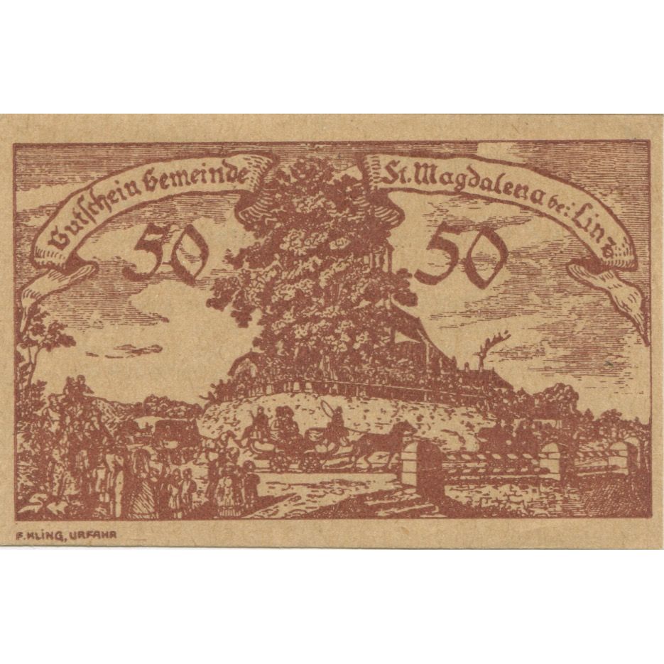 Banknote, Austria, St Magdalena, 50 Heller, village, 1920, UNC(63), Mehl:FS 906a