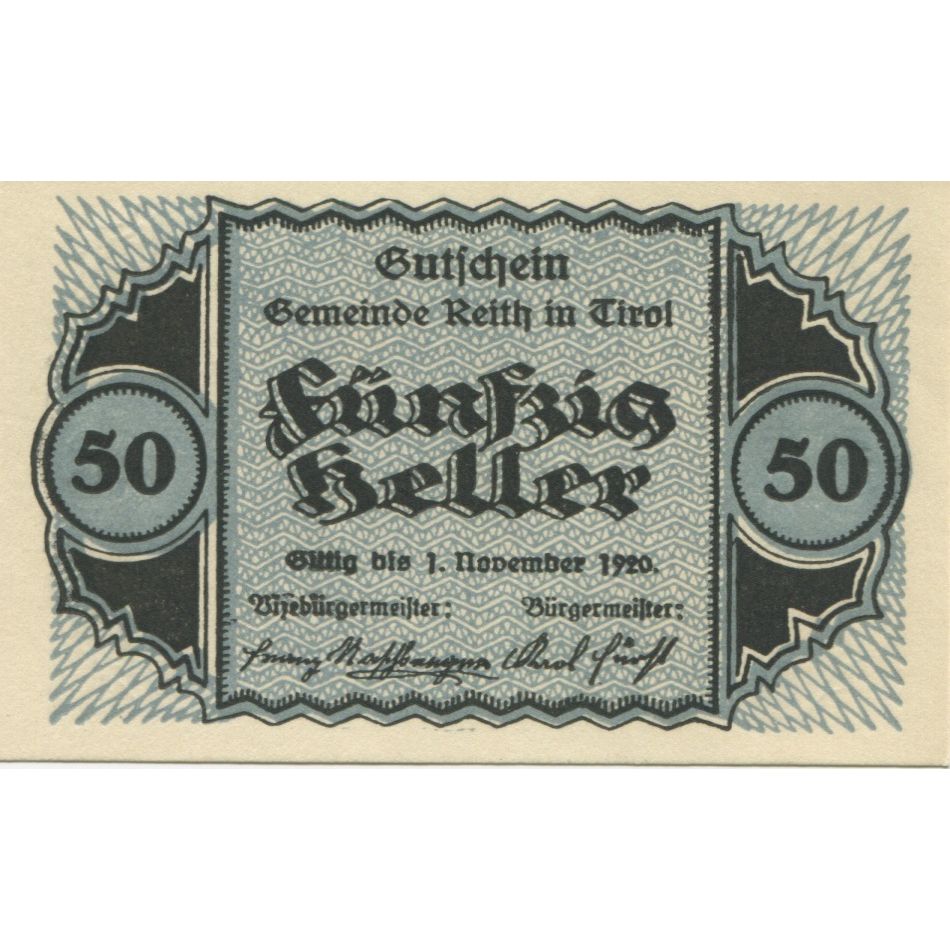 Banknote, Austria, Reith, 50 Heller, village 1920-12-31, UNC(63), Mehl:FS 831a