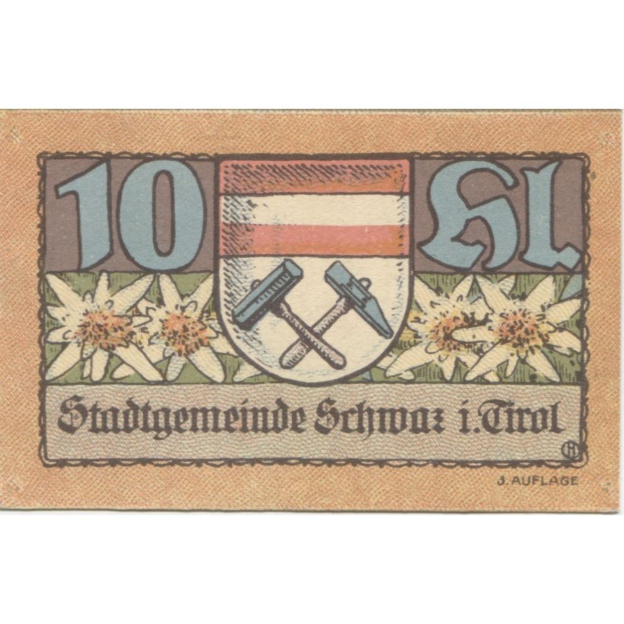 Banknote, Austria, Schwaz, 10 Heller, Blason 1920-12-31, UNC(63), Mehl:FS 983a