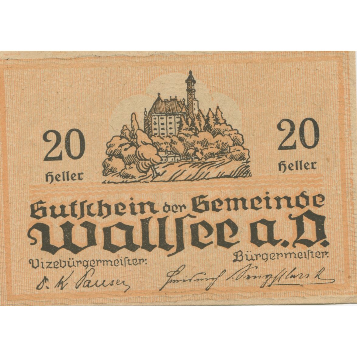 Geldschein, Österreich, Wallsee, 20 Heller, mer 1920-12-31, UNZ- Mehl:FS 1137Ia