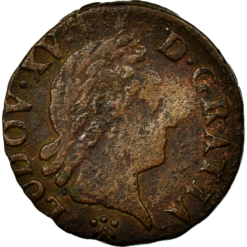 Coin, France, Louis XV, Liard à la vieille tête, Liard, 1771, Reims