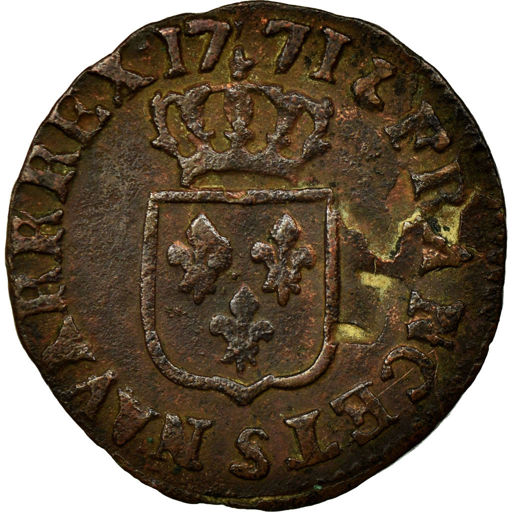 Coin, France, Louis XV, Liard à la vieille tête, Liard, 1771, Reims