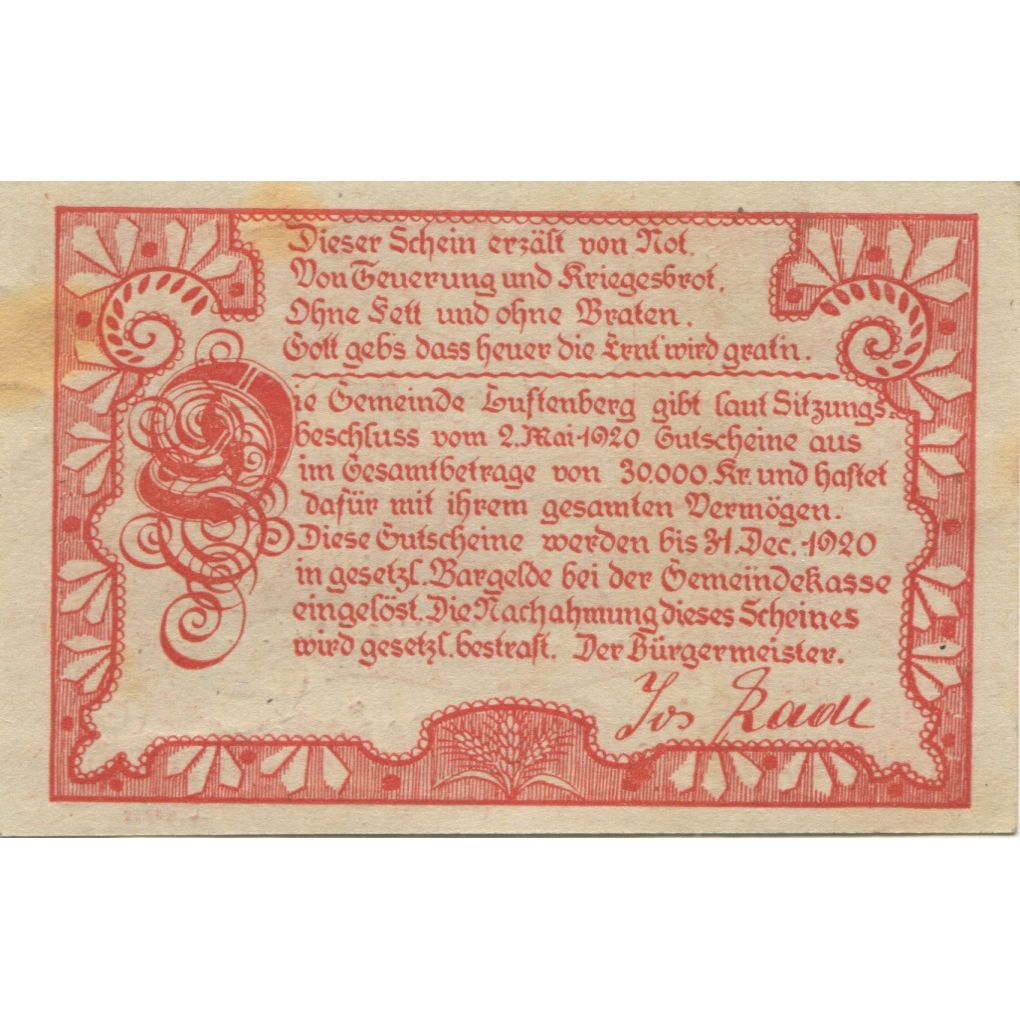 Banknote, Austria, Luftenberg, 10 Heller, château, 1920 AU(55-58) Mehl:FS 570c