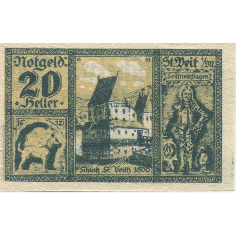Geldschein, Österreich, St Veit, 20 Heller, personnage 1920  UNZ-Mehl:FS 944a