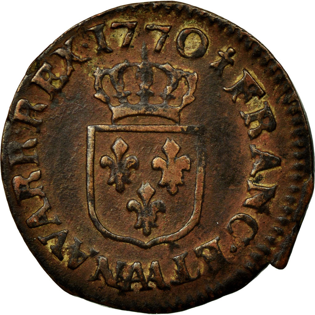 Moneda, Francia, Louis XV, Liard à la vieille tête, Liard, 1770, Metz, BC+