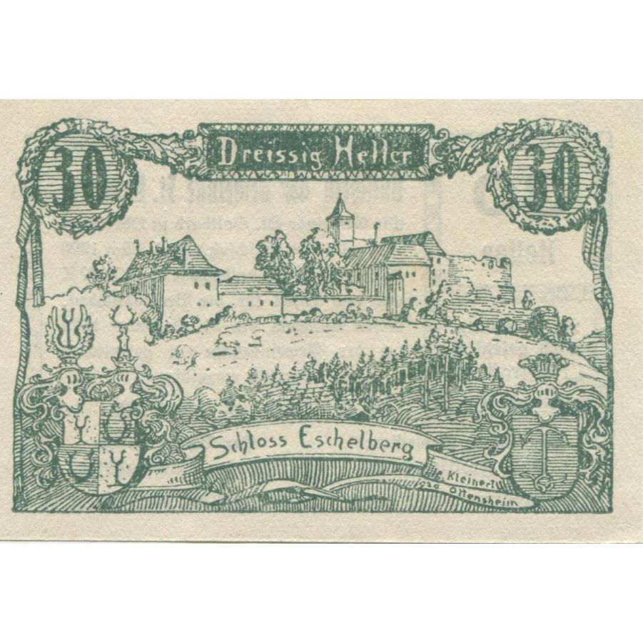 Banknote, Austria, St Gotthard, 30 Heller, village, 1920 UNC(63) Mehl:FS 892