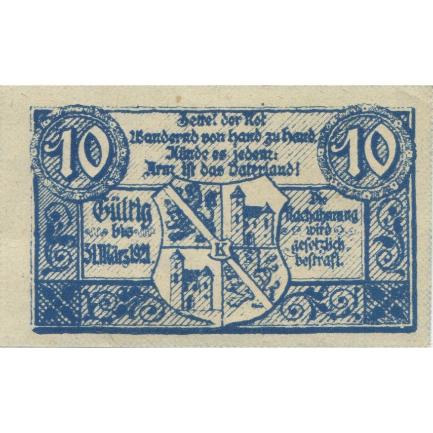 Geldschein, Österreich, Kirchberg, 10 Heller, Blason 1920-12-31 UNZ- Mehl:FS 441
