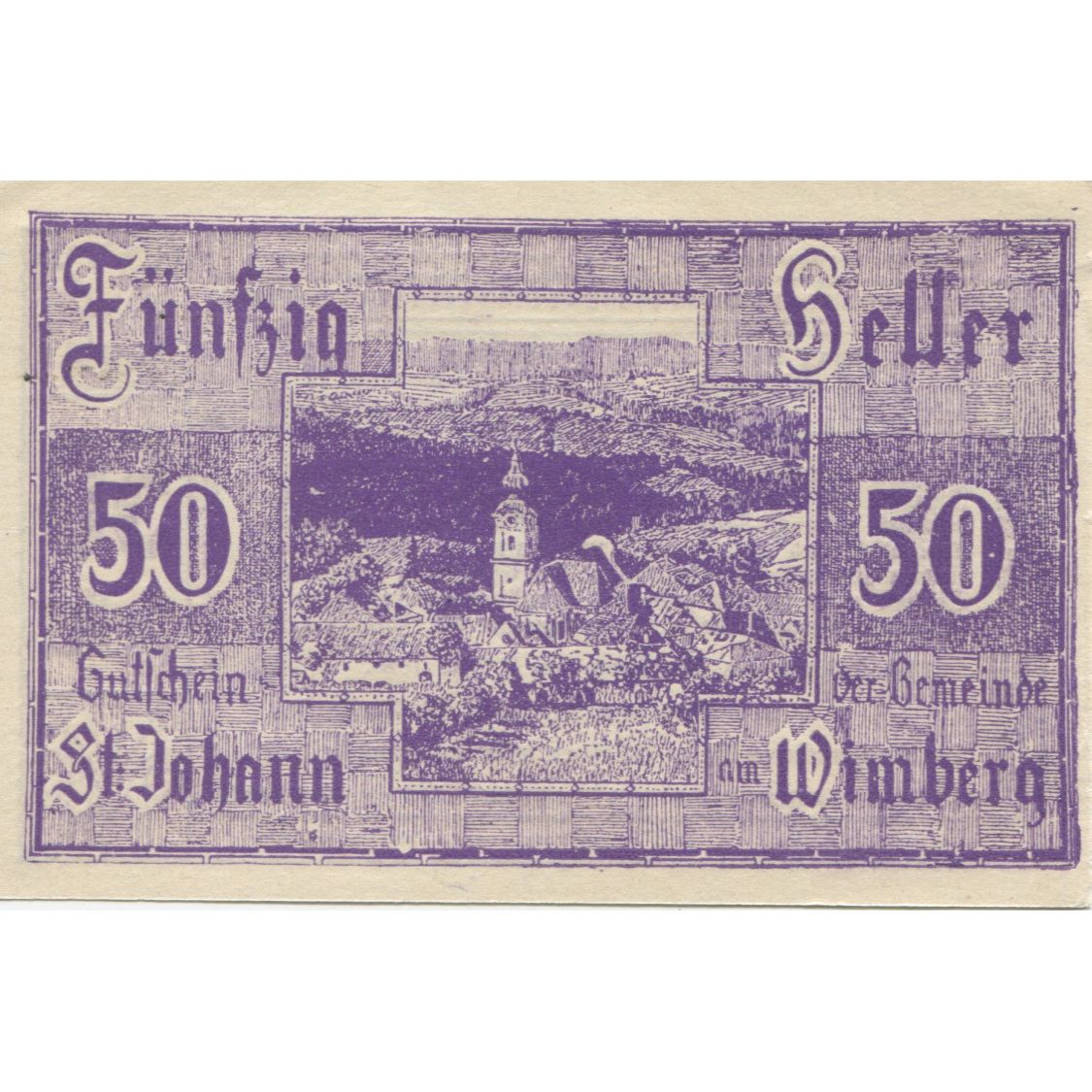 Banknote, Austria, St Johann, 50 Heller, village, 1920, UNC(63), Mehl:FS 894ab