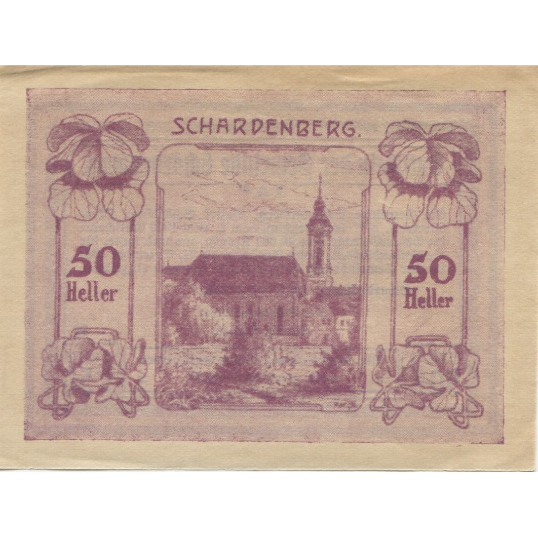 Banknote, Austria, Schardenberg, 50 Heller, Eglise, 1920 UNC(63) Mehl:FS 954c