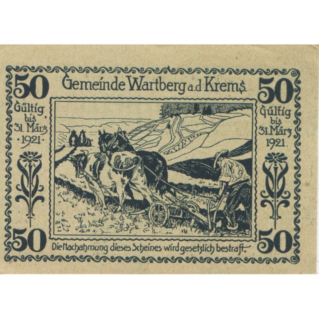 Banknote, Austria, Wartberg, 50 Heller, village, 1920 UNC(63) Mehl:FS 1141a