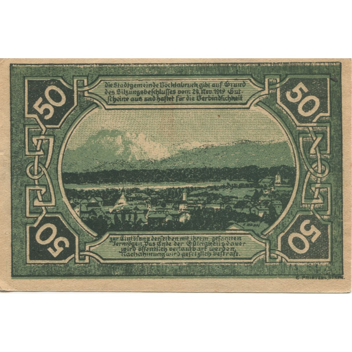 Billet, Autriche, Vocklabruck, 50 Heller, château 1920-12-31, SPL Mehl:FS 1116