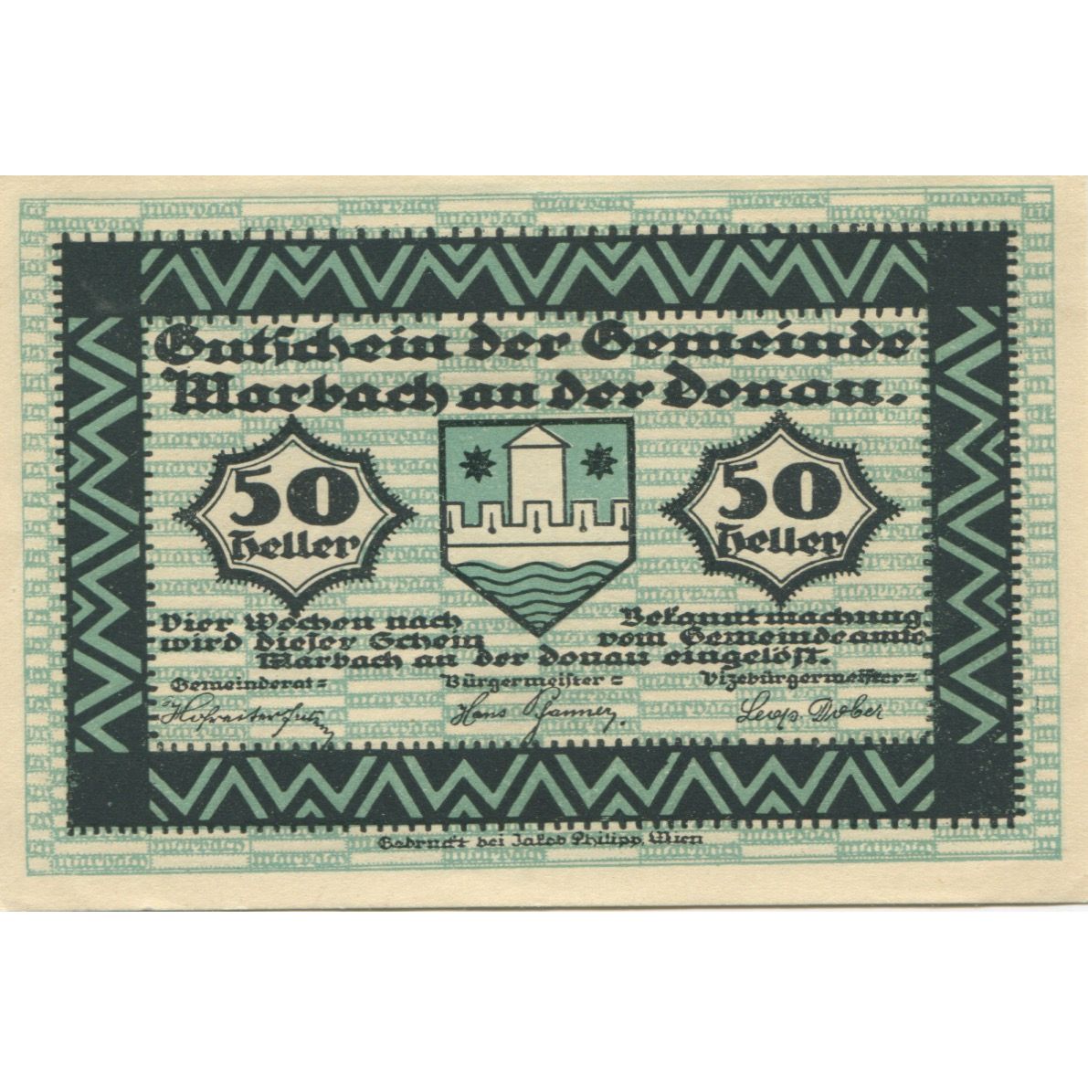Geldschein, Österreich, Marbach, 50 Heller, fleuve, 1920, UNZ-, Mehl:FS 579II