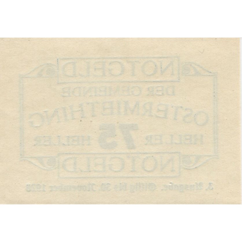 Banknot, Austria, Ostermiething, 75 Heller, Texte 1920, UNC(63) Mehl:FS 713IIa
