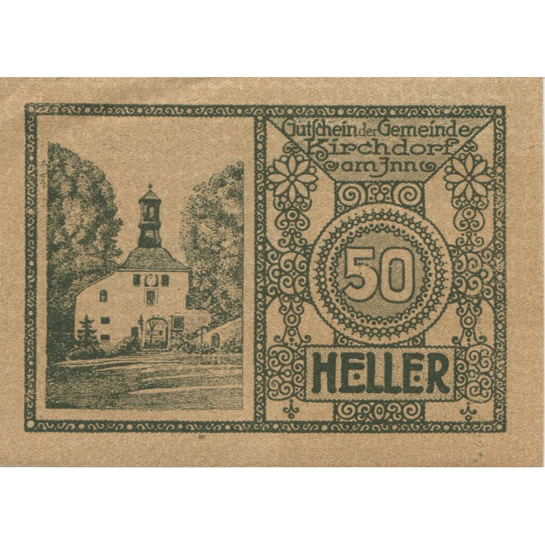 Banknot, Austria, Kirchdorf, 50 Heller, Eglise 1920-12-31, UNC(63) Mehl:FS 444c
