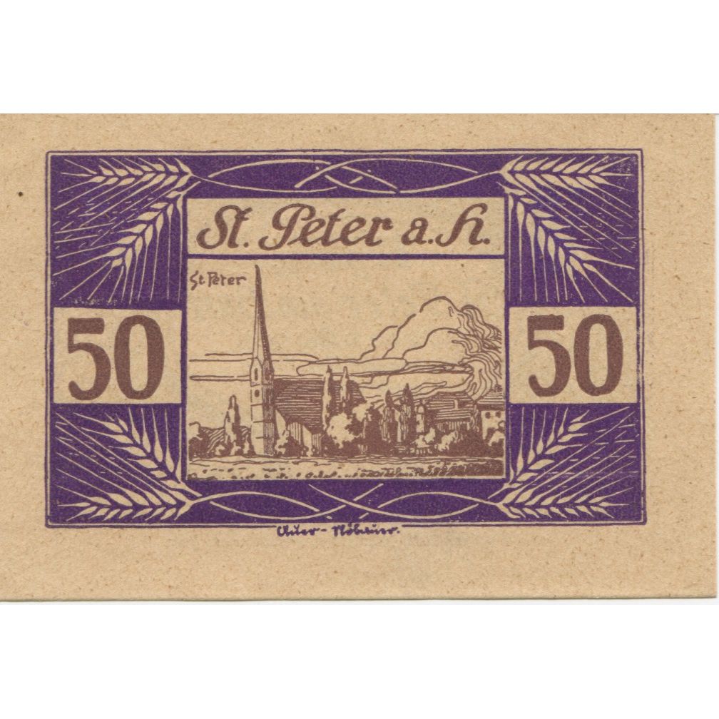 Banknote, Austria, St Peter am Hart 50Heller village 1920 UNC(63) Mehl:FS 925b