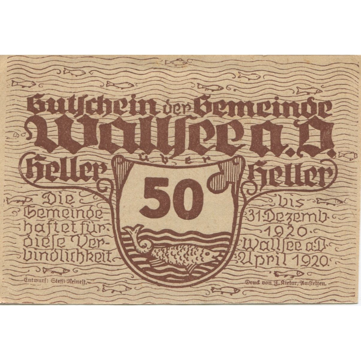 Banknote, Austria, Wallsee, 50 Heller, mer 1920-12-31, UNC(63), Mehl:FS 1137Ie