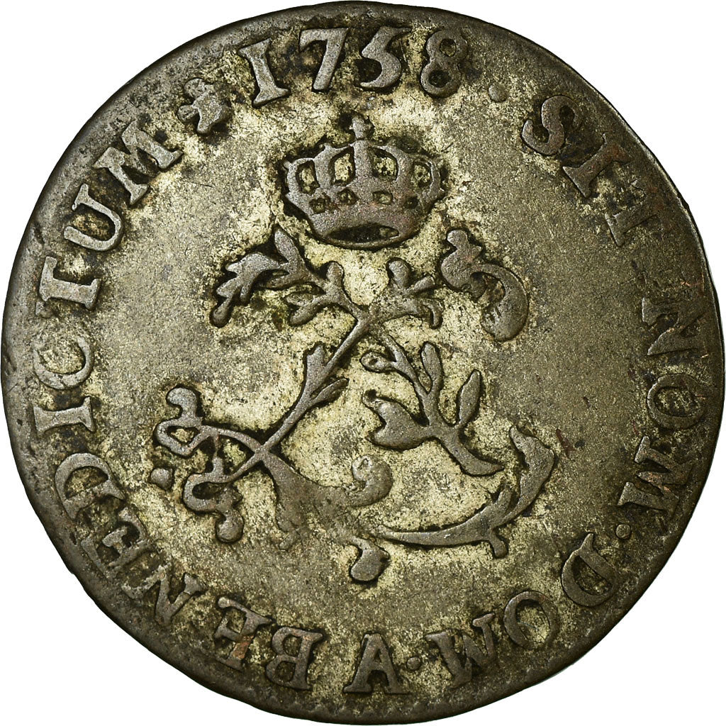 Coin, France, Louis XV, Double sol (2 sous) en billon, 2 Sols, 1758, Paris
