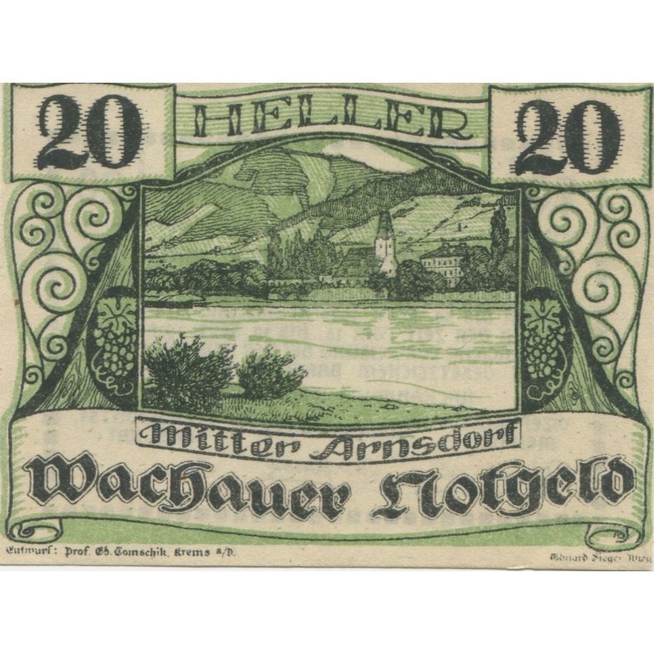 Geldschein, Österreich, Wachauer, 20 Heller, fleuve, 1920 UNZ- Mehl:FS 1122
