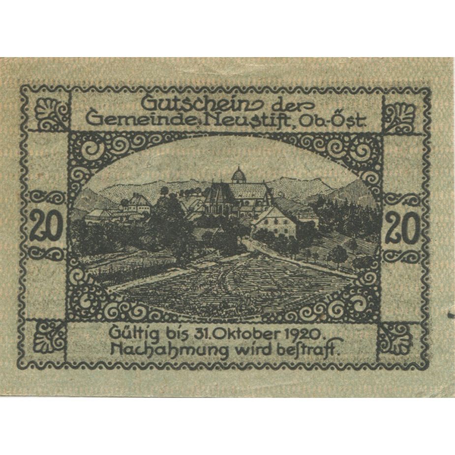 Geldschein, Österreich, Neustift, 20 Heller, village, 1920 UNZ- Mehl:FS 666ax