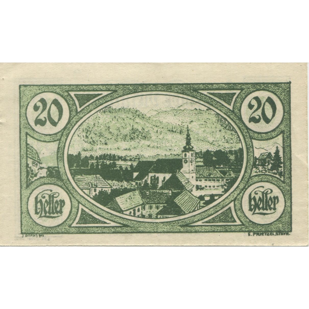 Geldschein, Österreich, Viechtwang, 20 Heller, Eglise, 1921 UNZ- Mehl:FS 1109
