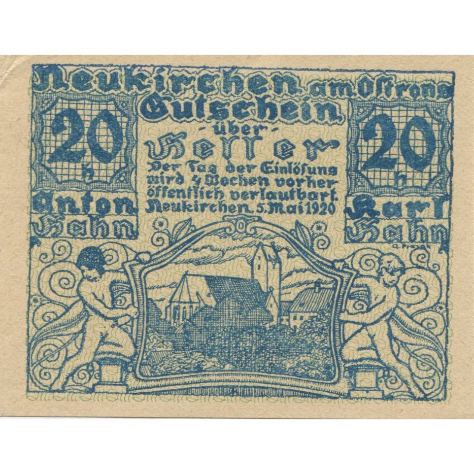 Geldschein, Österreich, Neukirchen, 20 Heller, Eglise, 1920, UNZ-, Mehl:FS 654