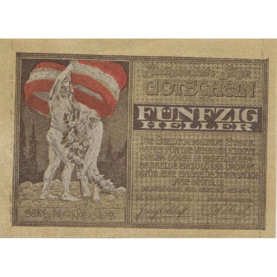 Banknote, Austria, Steyr, 50 Heller, Lion 1921-03-31, UNC(63), Mehl:FS 1034