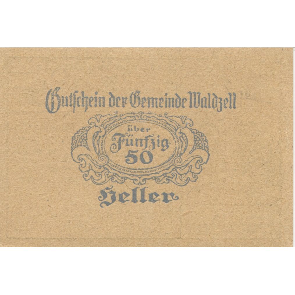 Banknote, Austria, Waldzell, 50 Heller, Eglise, 1920 UNC(63) Mehl:FS 1135a