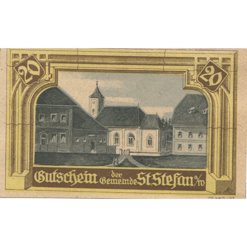 Banknote, Austria, St Stefan, 20 Heller, Eglise, 1921 UNC(63) Mehl:FS 937b