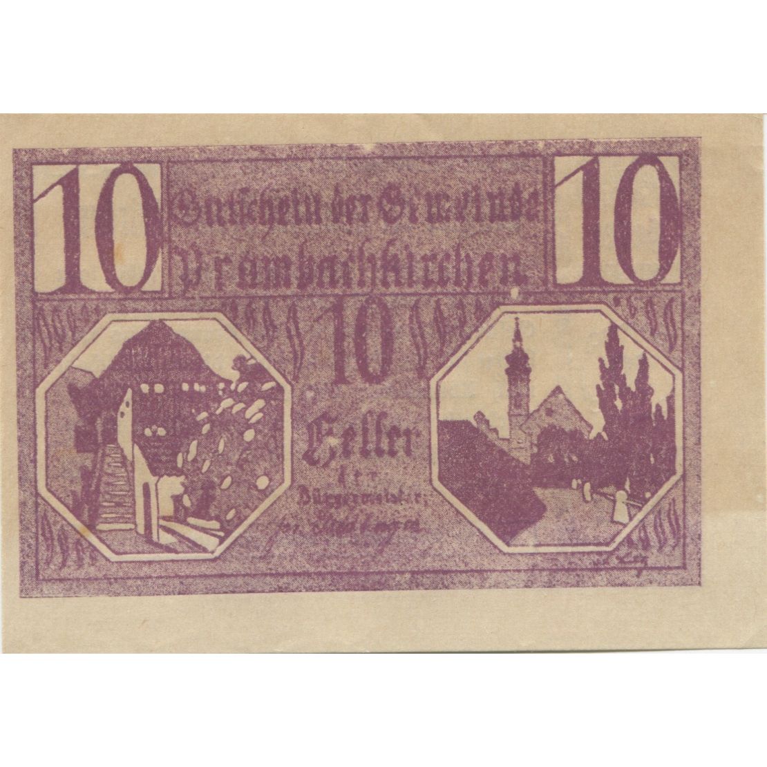 Banknote, Austria, Prambachkirchen, 10Heller Eglise 1920, UNC(63), Mehl:FS 779a