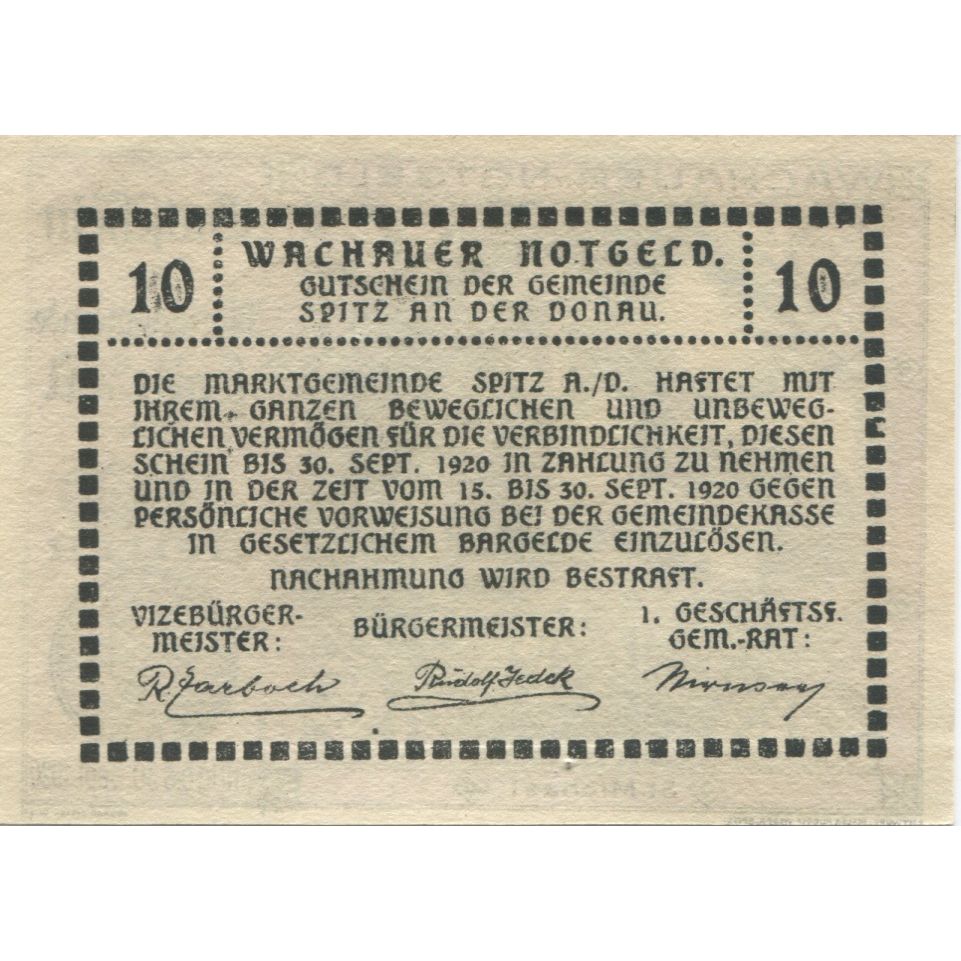 Banconote, Austria, Spitz, 10 Heller, château 1920-09-30, SPL, Mehl:FS 1122